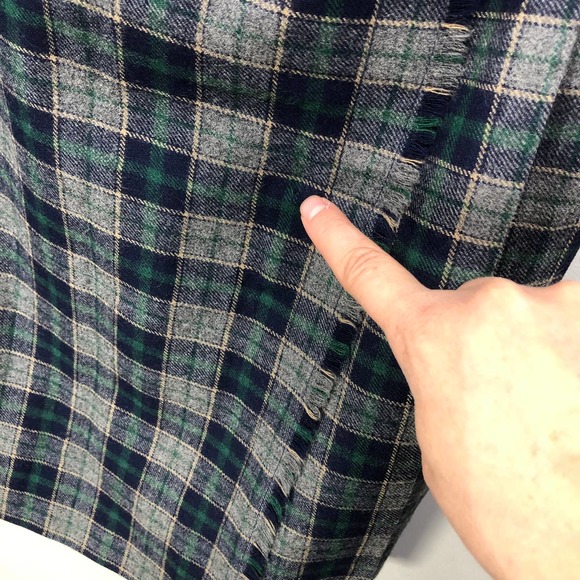 Vintage Lady Halrin Navy + Green Plaid Wool Pleated Skirt Size 10 - Picture 7 of 8